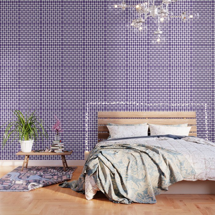Violet and white mid century mcm geometric modernism Wallpaper
