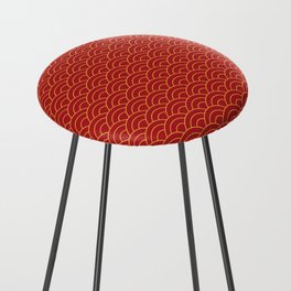 Japanese Wave Pattern ~ Red and Gold Palette Counter Stool