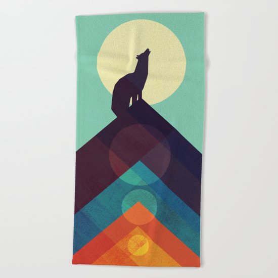 Howling Wild Wolf Beach Towel