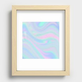 Elegant Pink Lavender Teal Abstract Wave Irisdescent Ombre Recessed Framed Print