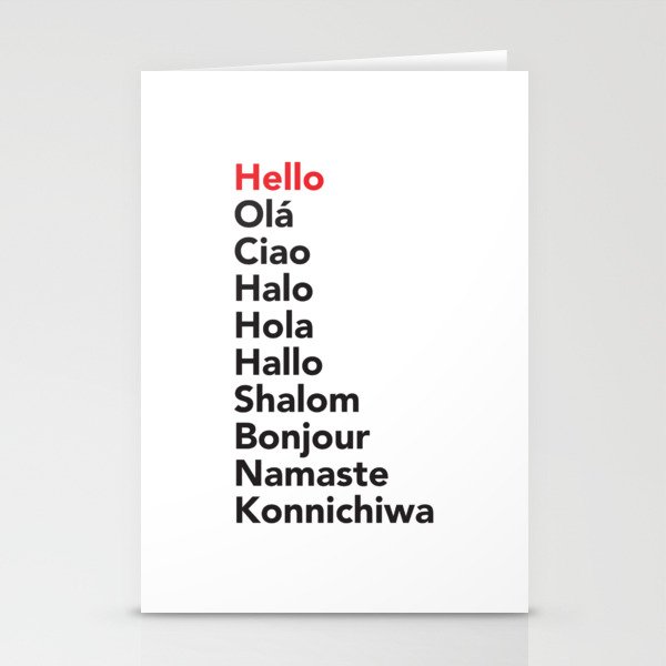 Hello in 10 Different Languages Stationery Cards