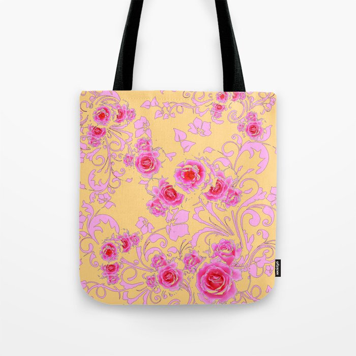 PINK-RED ROSE ABSTRACT FLORAL GARDEN ART Tote Bag