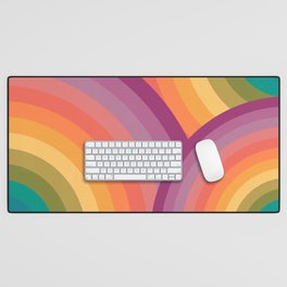 Retro Rainbow Design Warm to Cool Colors Desk Mat