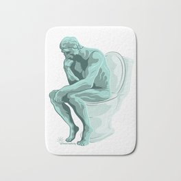 The Toilet Thinker Bath Mat | Ancient, Naked, Art, Funny, Philosophy, Comedy, Poop, Thinker, Painting, Toilet 