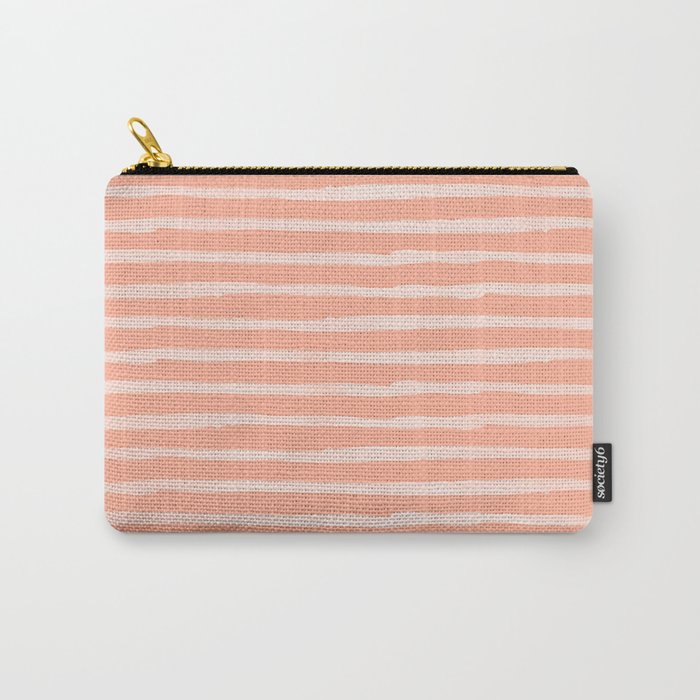 Sweet Life Thin Stripes Peach Coral Pink Carry-All Pouch
