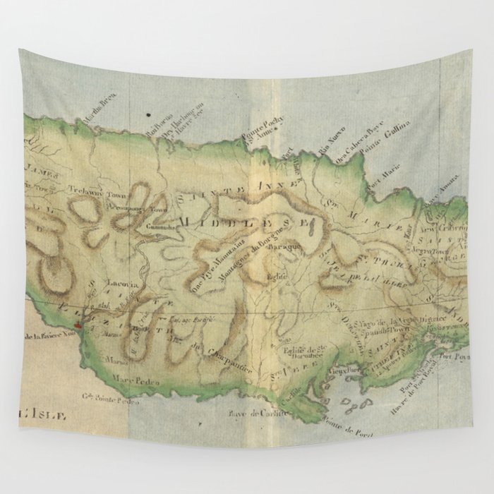 Vintage Map of Jamaica (1780) Wall Tapestry by BravuraMedia  Society6