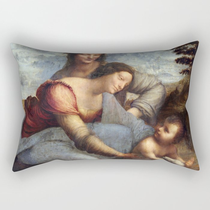 The Virgin and Child with Saint Anne, Leonardo da Vinci Rectangular Pillow