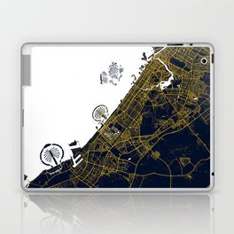 Dubai City Map of UAE - Gold Art Deco Laptop Skin