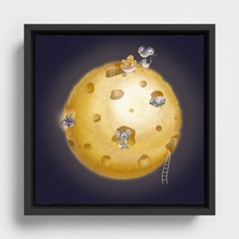 Moon made of cheese, mice paradise Framed Canvas