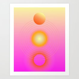 Helenea - cosmic space aura art planets glow sunshine sun happy magenta neon art Art Print