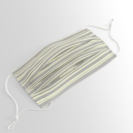 [ Thumbnail: Light Yellow & Dark Grey Colored Pattern of Stripes Face Mask ]