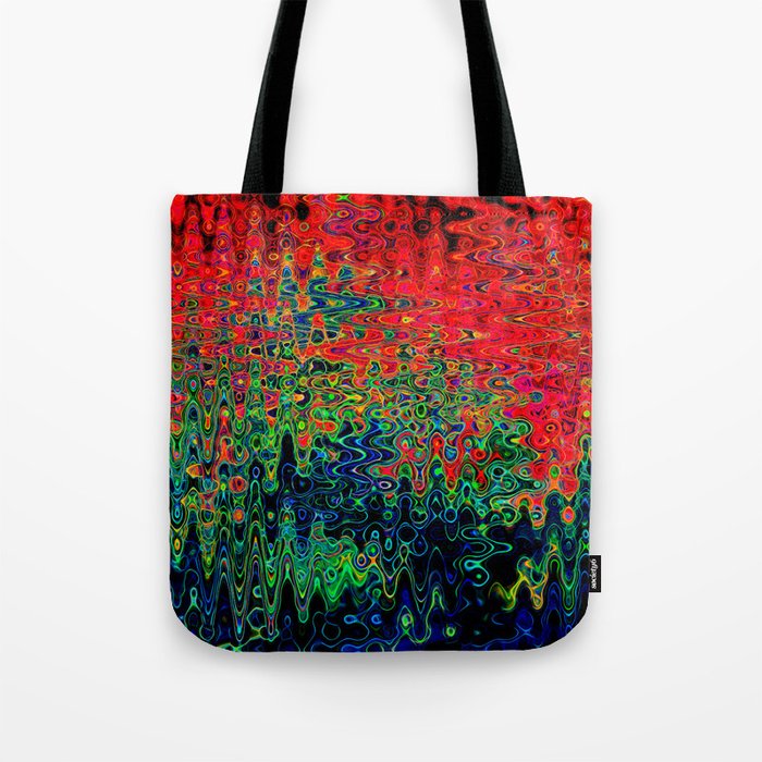 Swirling Surrealistic Pattern In Red And Green Tote Bag