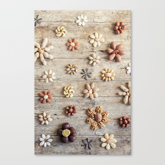 Dried fruits arranged forming flowers (4) Canvas Print