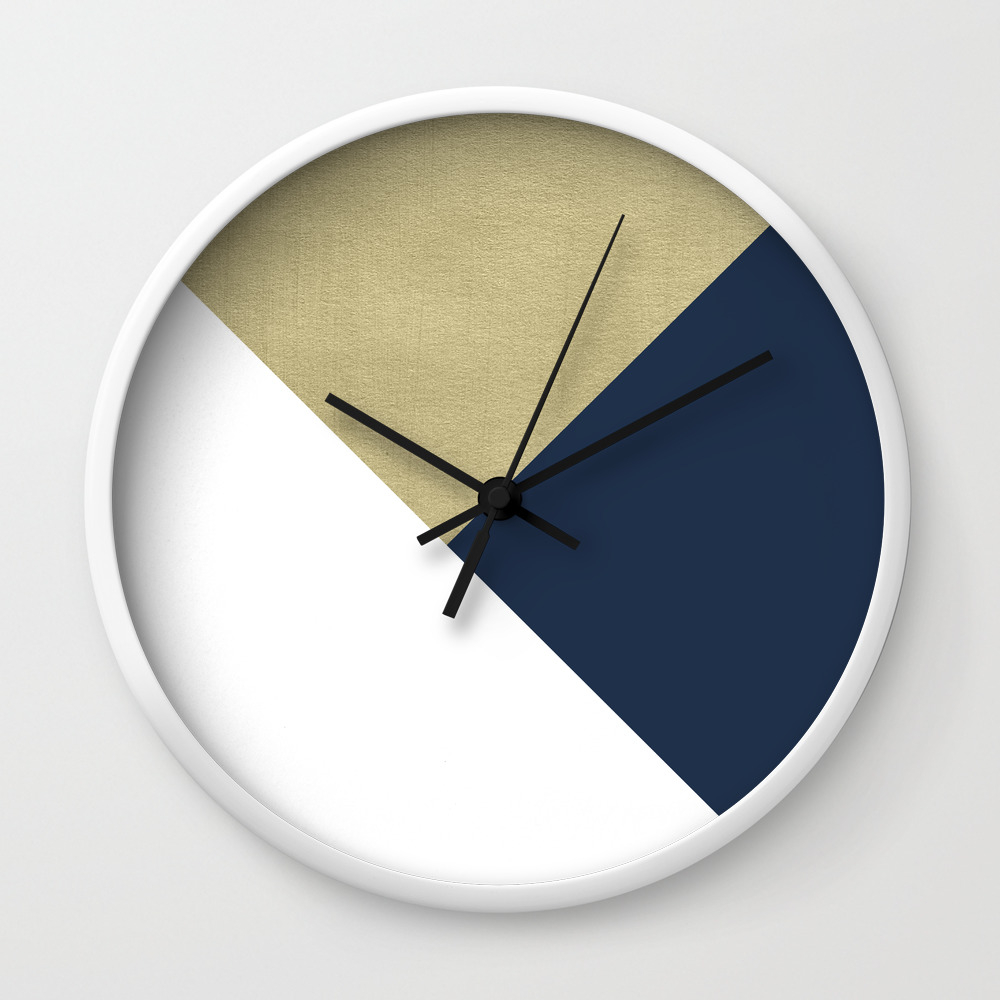 Gold Meets Navy Blue White Geometric 1 Minimal Decor Art