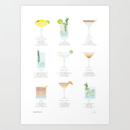 Mixology Cocktail Poster 9-pieces #1 Art Print