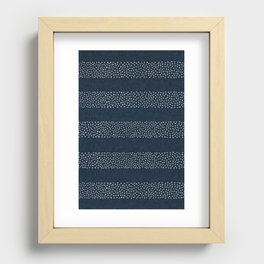 angrand stipple stripes - navy blue Recessed Framed Print