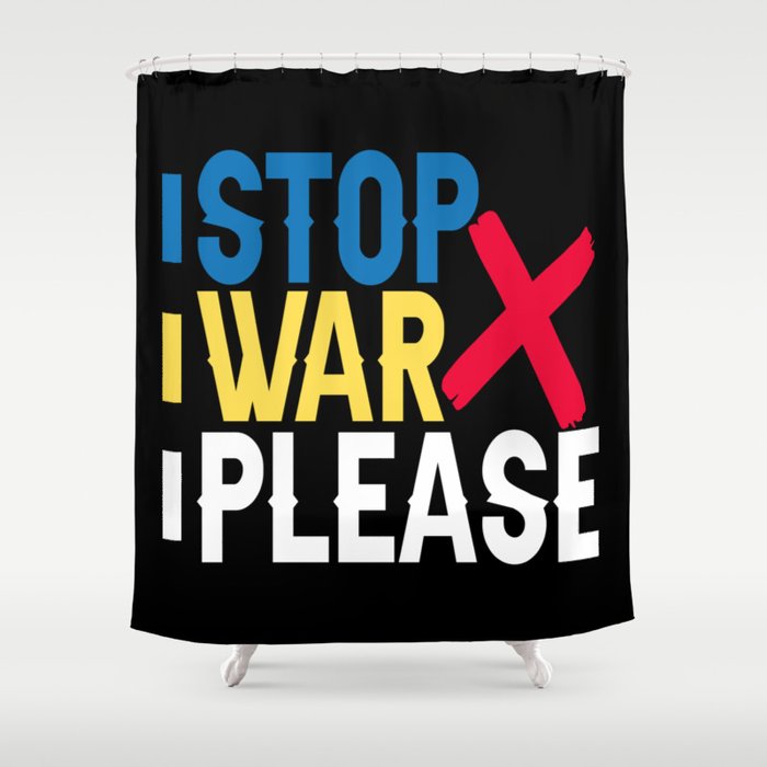 Stop War Please Ukrainian Flag Shower Curtain