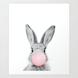 Rabbit Gum Print, Nursery Wall Art, Rabbit Poster, Bubblegum Art Art Print