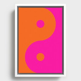 Yin Yang Print Hot Pink And Orange Retro Wall Art Yin Yang Preppy Modern Decor Abstract Framed Canvas