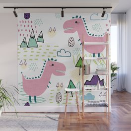 Cool T-rex Fun party pink #homedecor Wall Mural