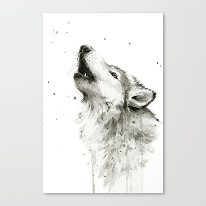 Wolf Howling Canvas Print By Olechka Society6