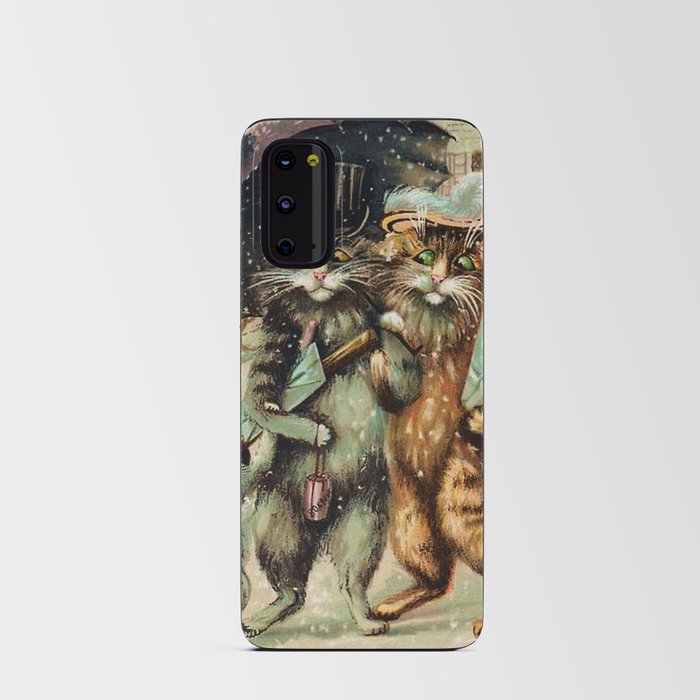 “Cat Family Christmas Shopping” by Maurice Boulanger Android Card Case