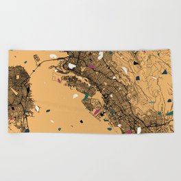 Oakland USA - City Map Drawing Beach Towel