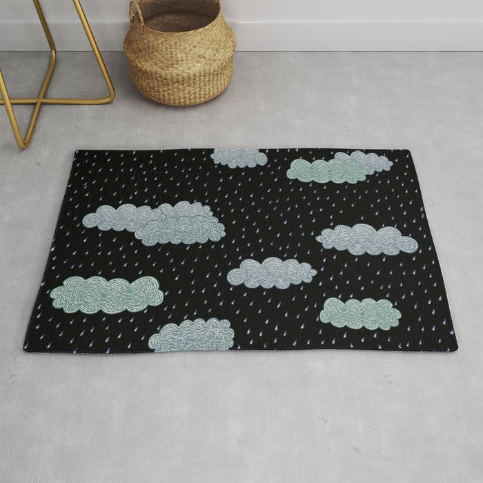 Storm Clouds Blue and Black Rug