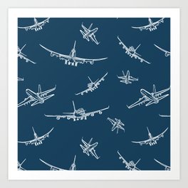 Airplanes on Navy Art Print