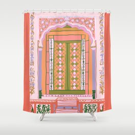 moroccan door in peach Shower Curtain