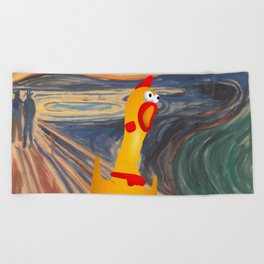 Rubber Chicken Scream Beach Towel