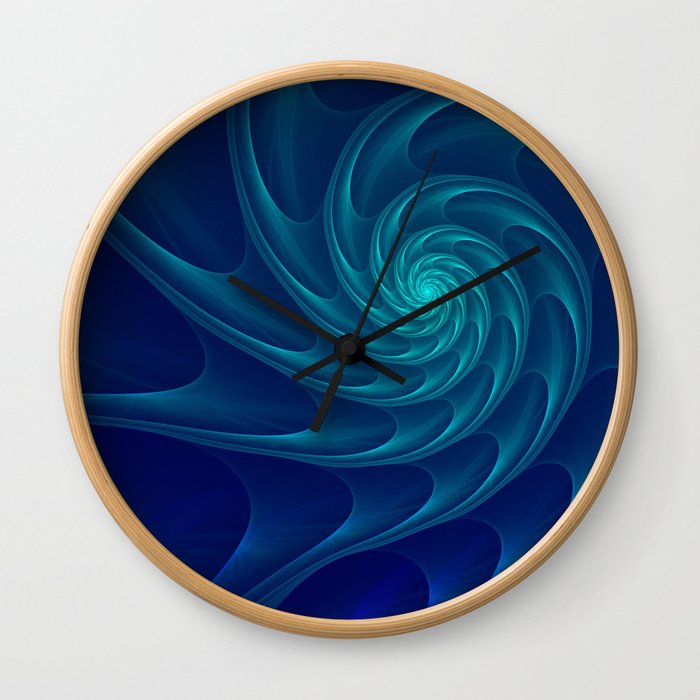 Aqua Blue Nautilus Sea Shell Wall Clock