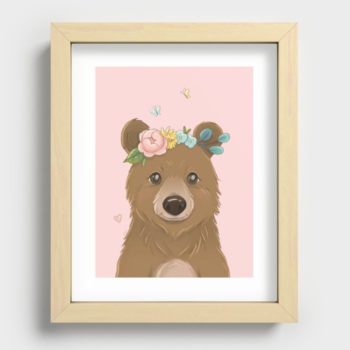 Floral Bear Recessed Framed Print