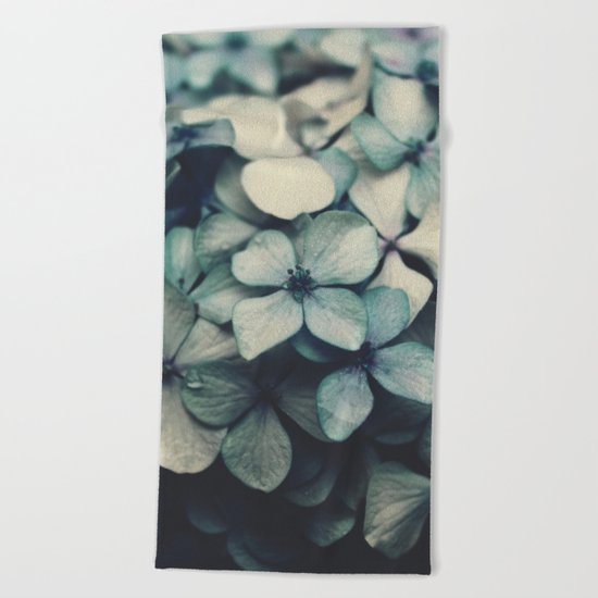 blue hydrangea Beach Towel