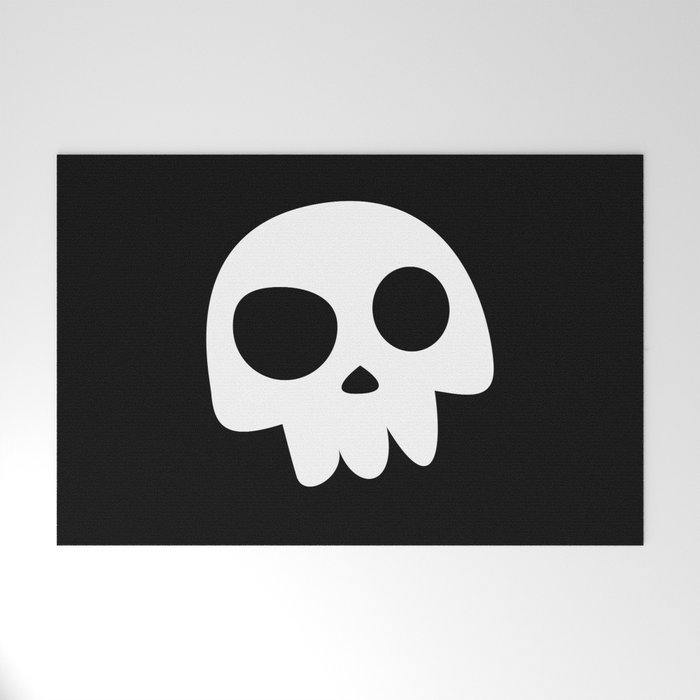Skull Head logo with Three Teeth | Bones, white, pirates, symbolism, mortality, death, Halloween Welcome Mat