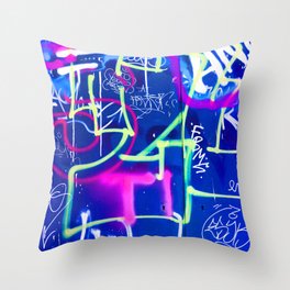 Blue Mood with Pink Language Throw Pillow