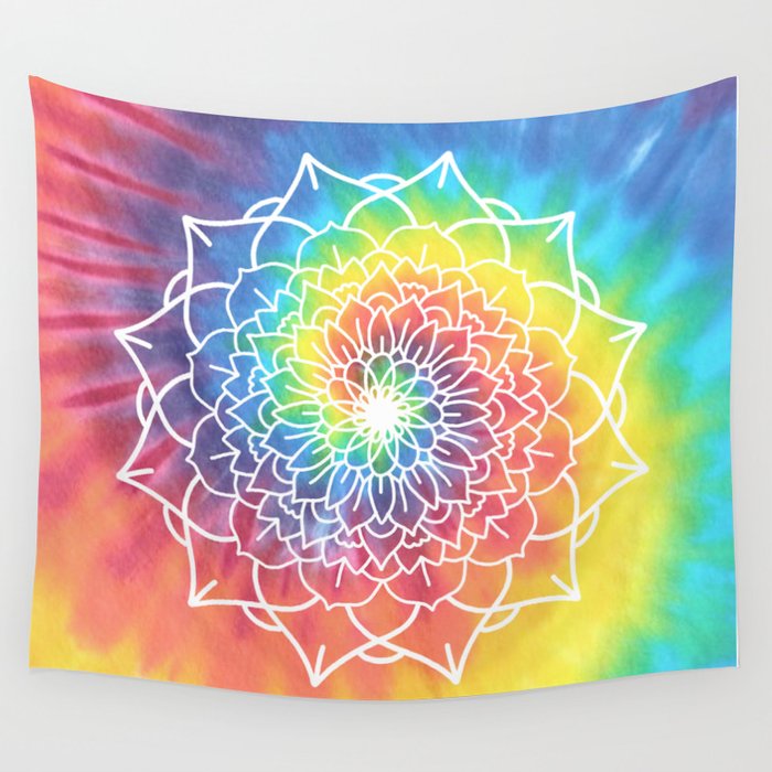 Rainbow Tie Dye Mandala Wall Tapestry By Siân Posy Society6 - How To Make A Tie Dye Wall Tapestry