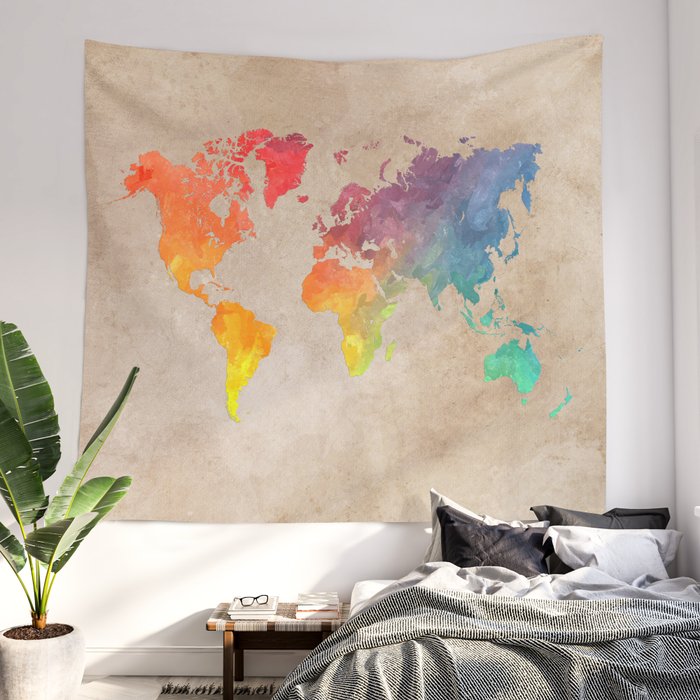 Society6 world map tapestry online