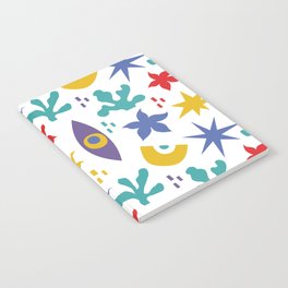 Abstract pattern with eyes, plants and stars Notebook