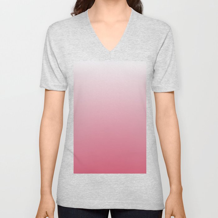 White to Pink Ombre Shaded Cherry and Coconut Sorbet Ice Cream Gelato V Neck T Shirt