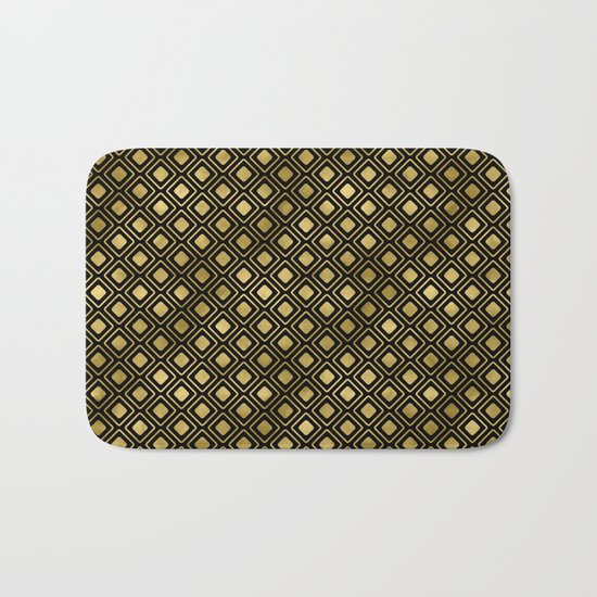 Black and gold geometric abstract pattern I- Luxury design for your home Bath Mat