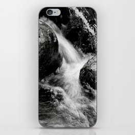 Tumbling Cascading Waters of the Scottish Highlands in Black and White iPhone Skin