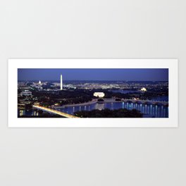 High angle view of Monuments at dusk, Washington DC, USA Art Print