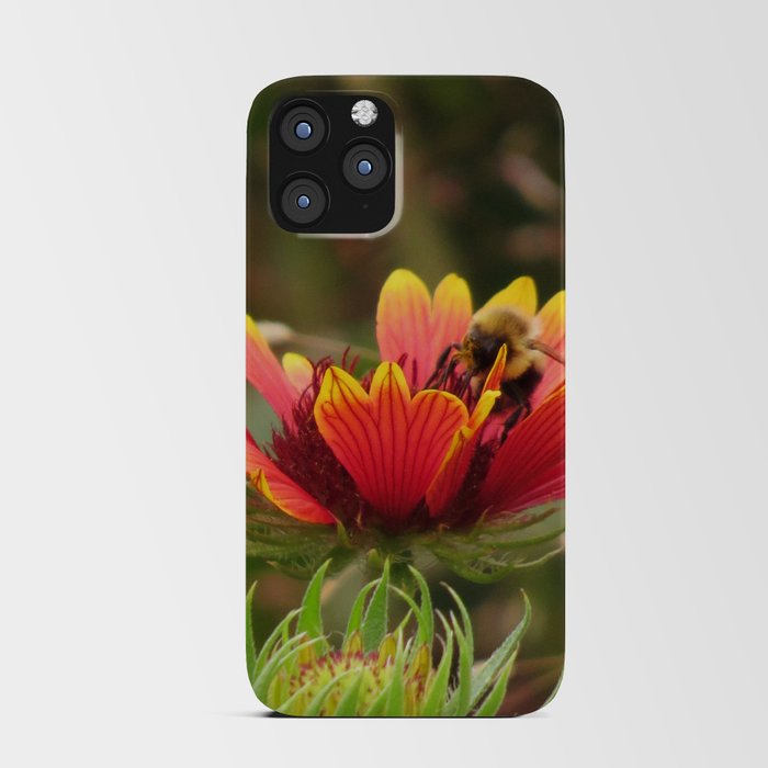 busy bee on pretty blanket flower iPhone Card Case