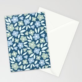 Abstract Blue Florals Stationery Card
