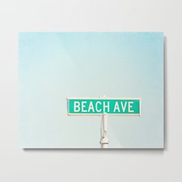Beach House Photography, Coastal Art Print, Aqua Blue Seashore Summer Photo Metal Print