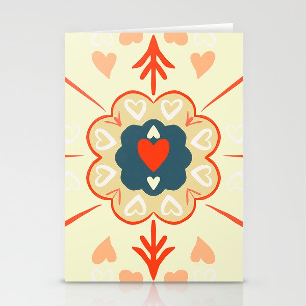 Valentines Day Heart Mandala in Happy Lemon Stationery Cards