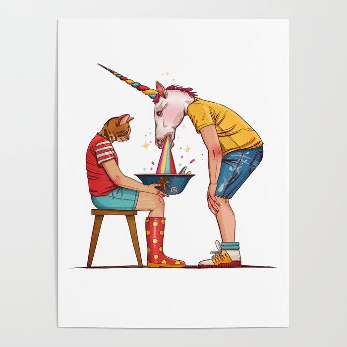Unicorn and the cat Poster