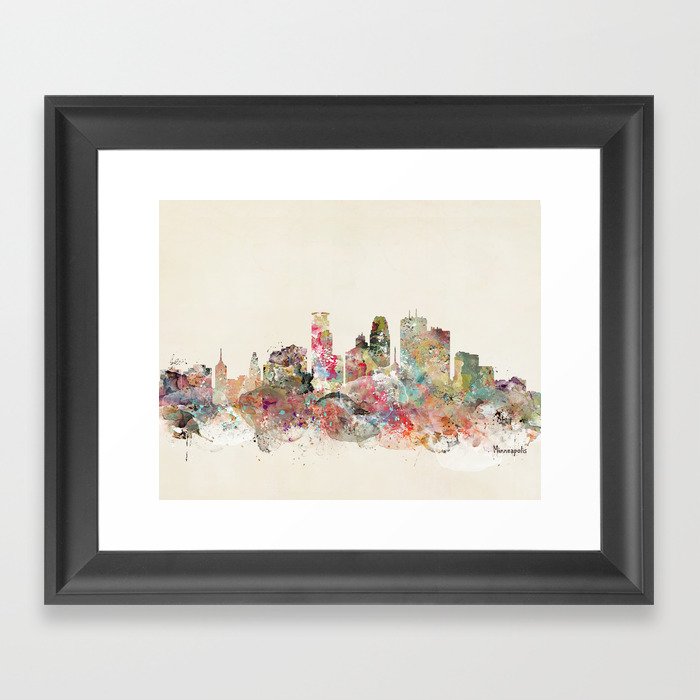 minneapolis city skyline Framed Art Print