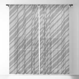 [ Thumbnail: Dark Grey and Dim Grey Colored Lined/Striped Pattern Sheer Curtain ]